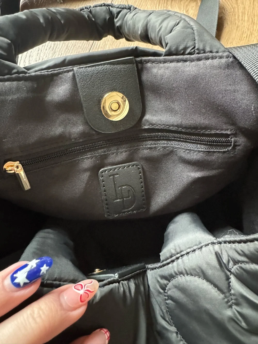 NWOT Quilted Heart-Pattern Crossbody Black Tote